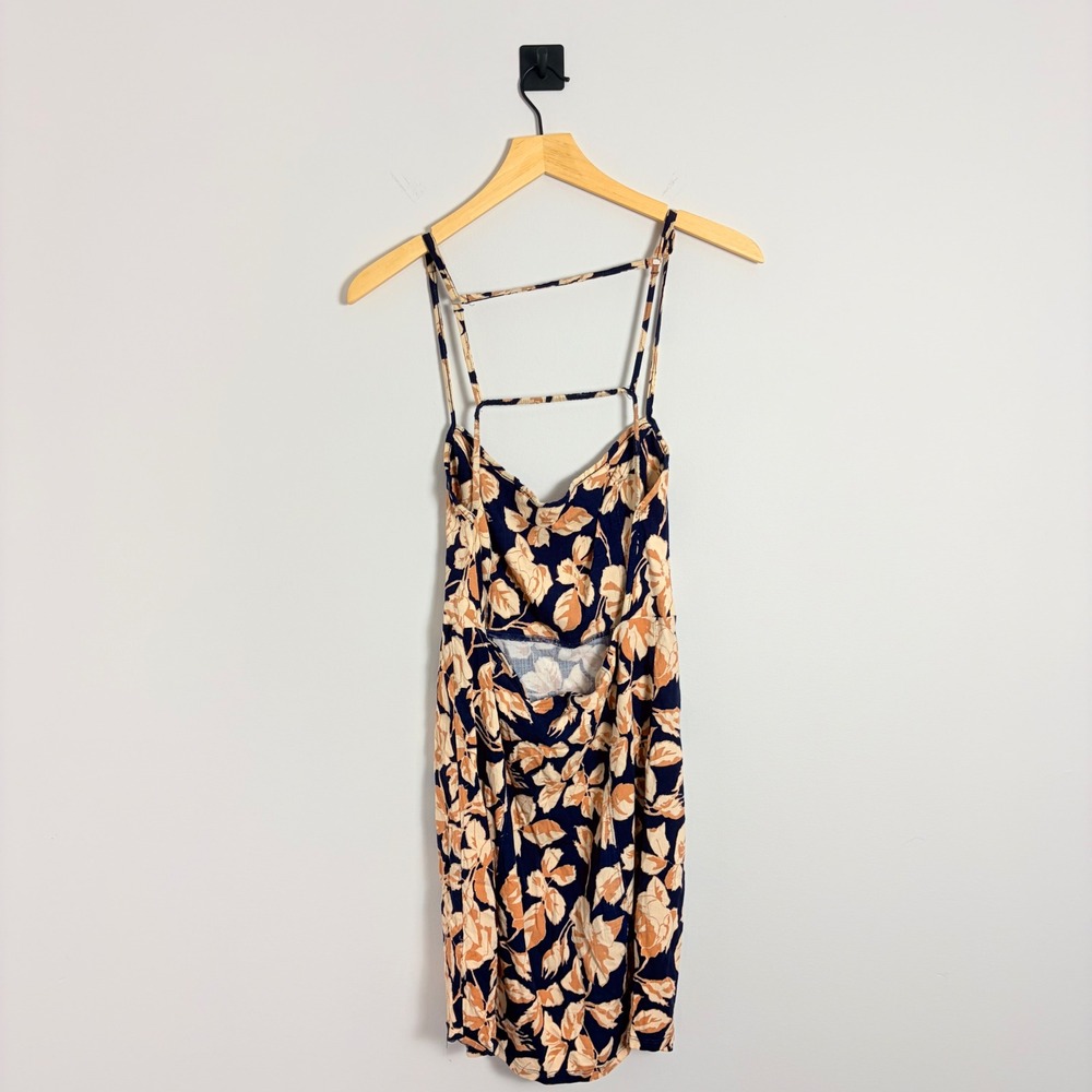 Free People Intimately Bring it Back Floral Open Back Mini Dress Navy Size Large - Picture 5 of 9